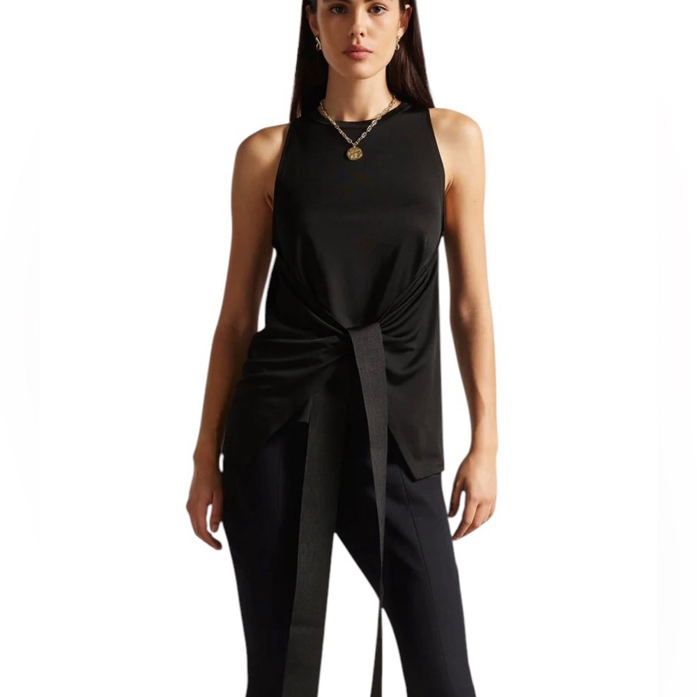 Ted Baker EVEAH 2 Black Halter Tunic Top Sleeveless Draped Asymmetric Blouse NEW - Picture 15 of 16